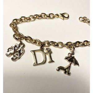 Diamond International Gold Tone Charm Bracelet